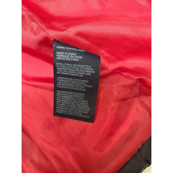 Tommy Hilfiger Black Puffer Jacket Women's S/P Down Fill Quilted Coat Red - Picture 6 of 6